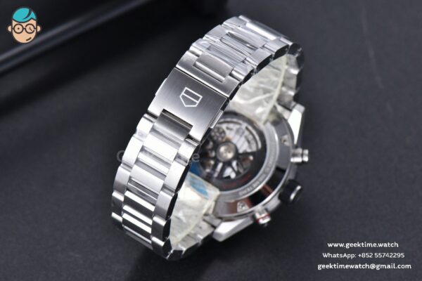 Calibre Heuer 01 Chrono XF 45MM PVD Skeleton Dial Red Hand SS Bracelet A1887 - Image 22
