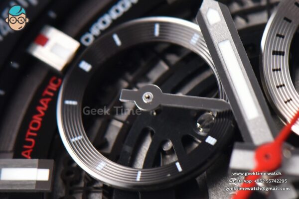 Calibre Heuer 01 Chrono XF 45MM Skeleton Dial Red Hand Red Rubber Strap A1887 - Image 5