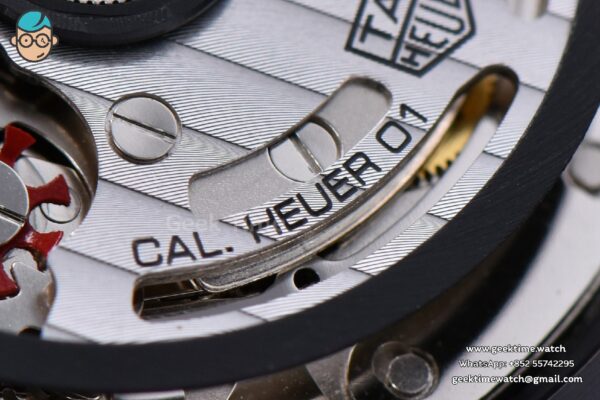 Calibre Heuer 01 Chrono XF 45MM Skeleton Dial Red Hand Red Rubber Strap A1887 - Image 18