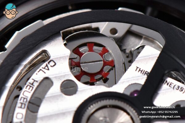 Calibre Heuer 01 Chrono XF 45MM Skeleton Dial Red Hand Red Rubber Strap A1887 - Image 19