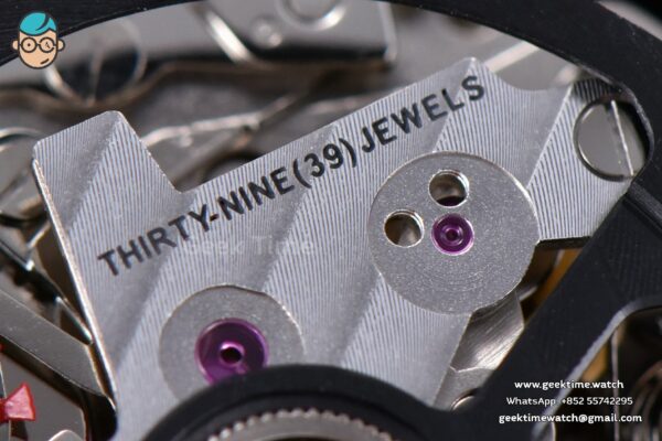 Calibre Heuer 01 Chrono XF 45MM Skeleton Dial Red Hand Red Rubber Strap A1887 - Image 20