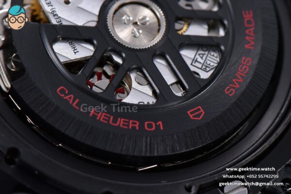 Calibre Heuer 01 Chrono XF 45MM Skeleton Dial Red Hand Red Rubber Strap A1887 - Image 22