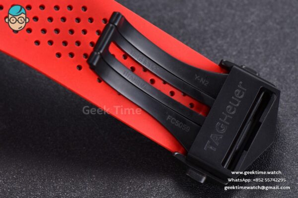 Calibre Heuer 01 Chrono XF 45MM Skeleton Dial Red Hand Red Rubber Strap A1887 - Image 25