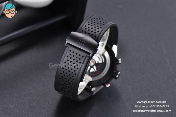 Calibre Heuer 01 Chrono XF 45MM PVD Skeleton Black Dial Red Hand Black Rubber Strap A1887 - Image 22