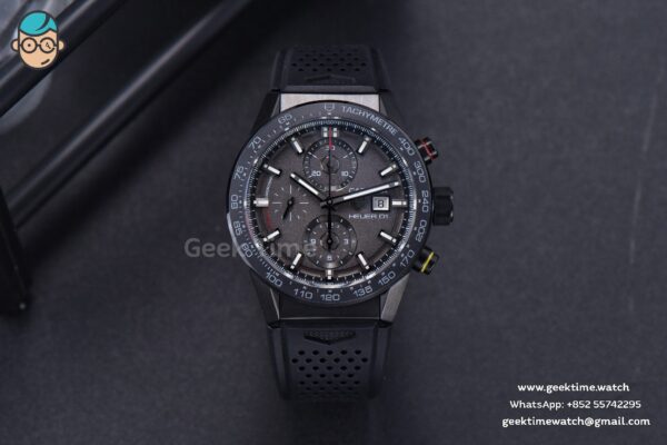 Calibre Heuer 01 Chrono XF 43MM PVD Gray Dial Black Rubber Strap A1887 - Image 2