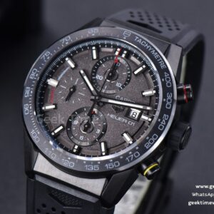 Calibre Heuer 01 Chrono XF 43MM PVD Gray Dial Black Rubber Strap A1887