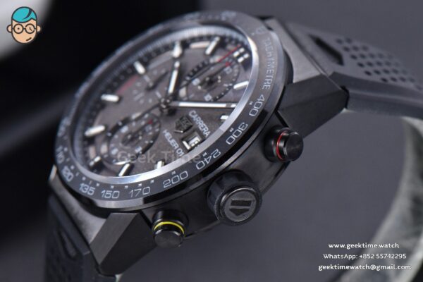 Calibre Heuer 01 Chrono XF 43MM PVD Gray Dial Black Rubber Strap A1887 - Image 7