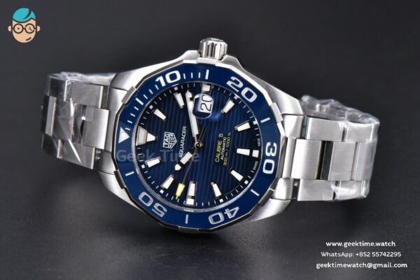 Aquaracer Caliber 5 43mm OF Blue Dial Silver Hand SS Bracelet SW200 - Image 11