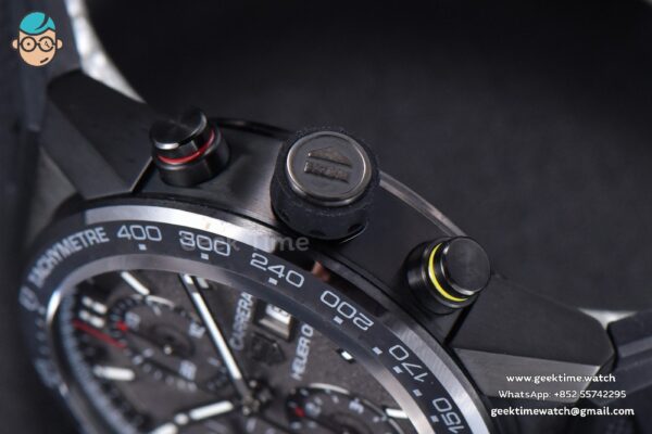 Calibre Heuer 01 Chrono XF 43MM PVD Gray Dial Black Rubber Strap A1887 - Image 10