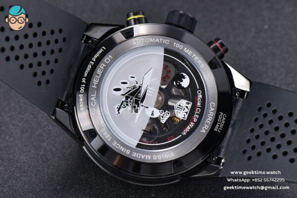 Calibre Heuer 01 Chrono XF 43MM PVD Gray Dial Black Rubber Strap A1887 - Image 12