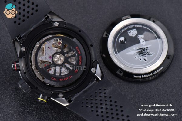 Calibre Heuer 01 Chrono XF 43MM PVD Gray Dial Black Rubber Strap A1887 - Image 15
