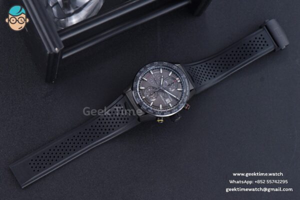 Calibre Heuer 01 Chrono XF 43MM PVD Gray Dial Black Rubber Strap A1887 - Image 27