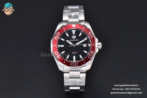 Aquaracer 300M 41mm OF Red Bezel Black Dial SS Bracelet SW200 - Image 2