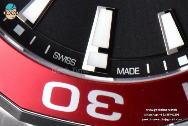 Aquaracer 300M 41mm OF Red Bezel Black Dial SS Bracelet SW200 - Image 7
