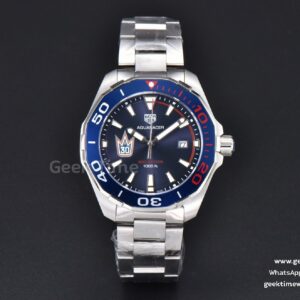 Aquaracer 300M 41mm OF Blue/Red Bezel Purple Dial SS Bracelet SW200