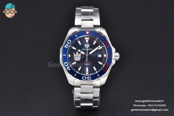 Aquaracer 300M 41mm OF Blue/Red Bezel Purple Dial SS Bracelet SW200 - Image 2