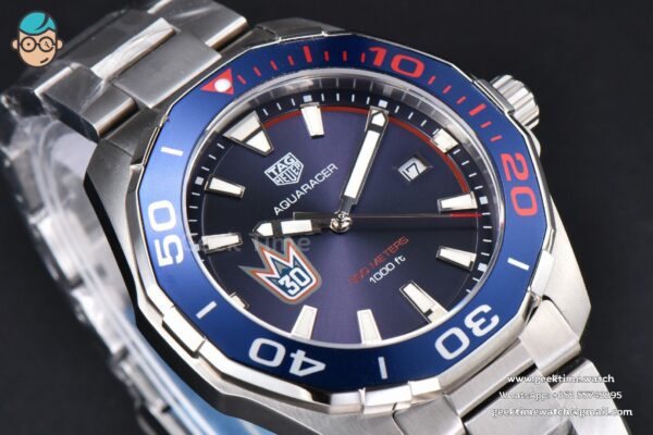 Aquaracer 300M 41mm OF Blue/Red Bezel Purple Dial SS Bracelet SW200 - Image 11