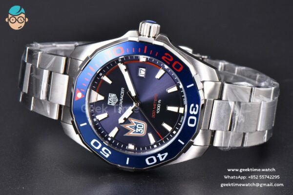 Aquaracer 300M 41mm OF Blue/Red Bezel Purple Dial SS Bracelet SW200 - Image 12