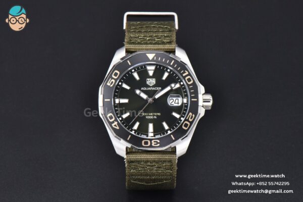 Aquaracer 300M 41mm OF Black Dial Green Nylon Strap SW200 - Image 2