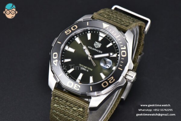 Aquaracer 300M 41mm OF Black Dial Green Nylon Strap SW200