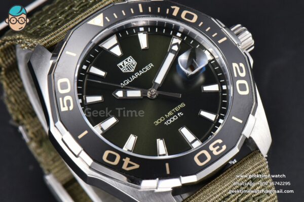 Aquaracer 300M 41mm OF Black Dial Green Nylon Strap SW200 - Image 10