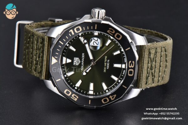 Aquaracer 300M 41mm OF Black Dial Green Nylon Strap SW200 - Image 11