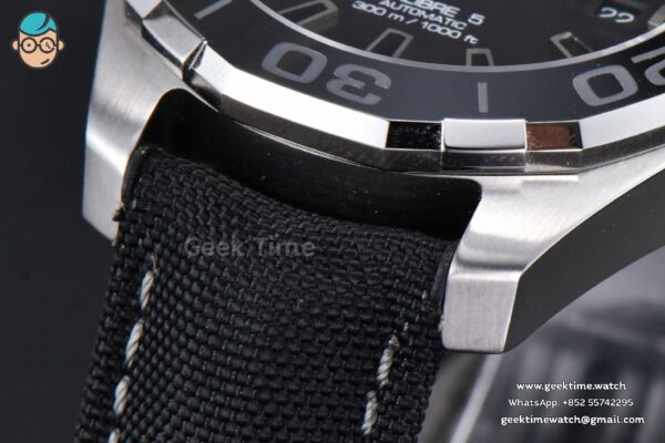 Aquaracer Caliber 5 43mm OF Black Moon Dial Black Nylon Strap SW200 - Image 7