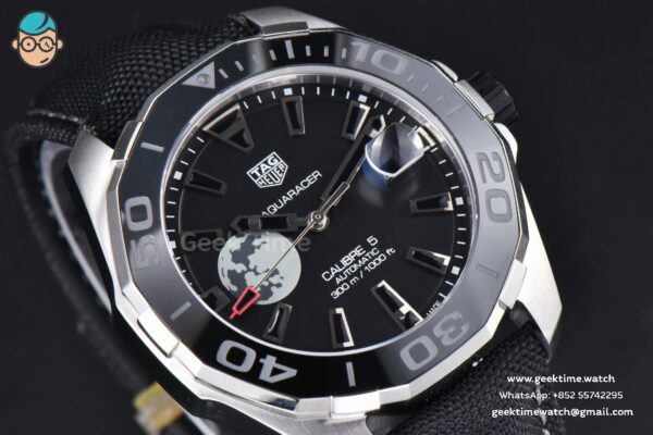 Aquaracer Caliber 5 43mm OF Black Moon Dial Black Nylon Strap SW200 - Image 8