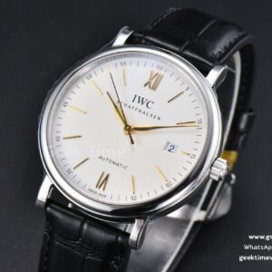 Portofino V7F 40MM White Dial YG Hands Black Leather Strap A2892