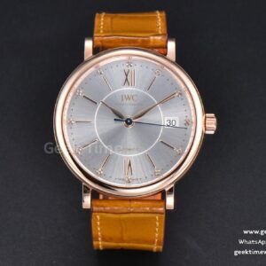 Portofino V7F 37mm RG quadrante argento indice RG cinturino in pelle marrone A2892