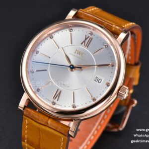 Portofino V7F 37MM RG Silver Dial RG Marker Brown Leather Strap A2892