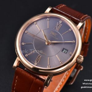 Portofino V7F 37MM RG Gray Dial RG Marker Brown Leather Strap A2892
