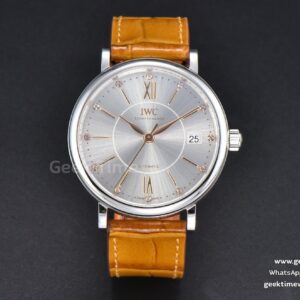 Portofino V7F 37mm quadrante grigio indice YG cinturino in pelle marrone A2892