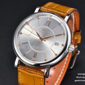Portofino V7F 37MM Gray Dial YG Marker Brown Leather Strap A2892