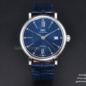 Portofino V7F 37mm quadrante blu indice argento cinturino in pelle nera A2892