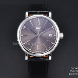 Portofino V7F 37mm quadrante grigio indice argento cinturino in pelle nera A2892