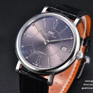 Portofino V7F 37MM Gray Dial Silver Marker Black Leather Strap A2892