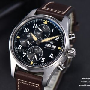 Pilot Chrono Spitfire IW387903 SS ZF 41MM Black Dial Brown Leather Strap A7750