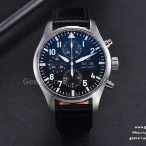 Pilot Chrono Spitfire IW377709 ZF 43mm cadran noir bracelet cuir noir A7750