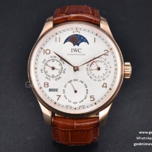 Portugieser Perpetual Calendar IW5033 42mm RG APSF quadrante bianco cinturino in pelle marrone A52610 Clone