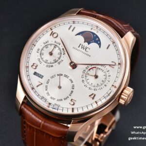 Portugieser Perpetual Calendar IW5033 42mm RG APSF White Dial Brown Leather Strap A52610 Clone