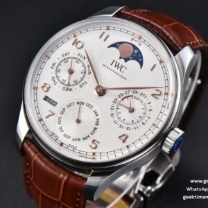 Portugieser Perpetual Calendar IW5033 42mm SS APSF White Dial Brown Leather Strap A52610 Clone