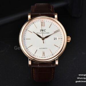 Portofino Automatic 40mm ZF RG cadran blanc aiguilles RG bracelet croco marron A9019