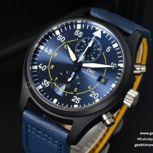 Pilot Chrono Blue Angels Black Ceramic 44mm YLF Blue Diam Blue Leather Strap A7750