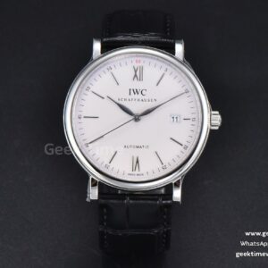 Portofino V7F 40mm quadrante bianco indice rosso cinturino in pelle nera A2892