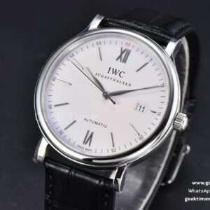 Portofino V7F 40MM White Dial Red Index Black Leather Strap A2892