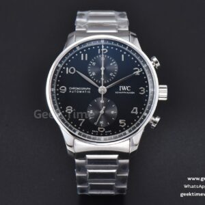 Portuguese IW371609 ZF 41mm quadrante nero bracciale SS A96355