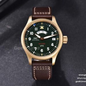 Pilot UTC Spitfire ZF 41mm “MJ271” cadran vert bronze bracelet cuir marron A2836