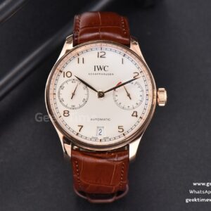 Portuguese Real PR IW500113 ZF 42mm RG quadrante bianco indice RG cinturino in pelle marrone A51011