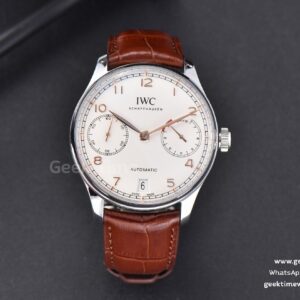Portuguese Real PR IW500114 ZF 42mm quadrante bianco indice RG cinturino in pelle marrone A51011